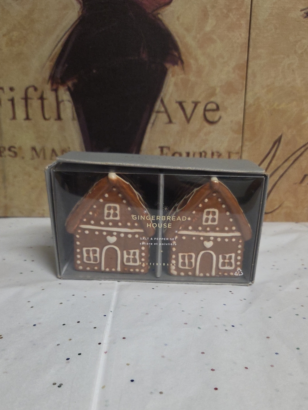 Pottery Barn Gingerbread House Salt & Pepper Shakers - Brown